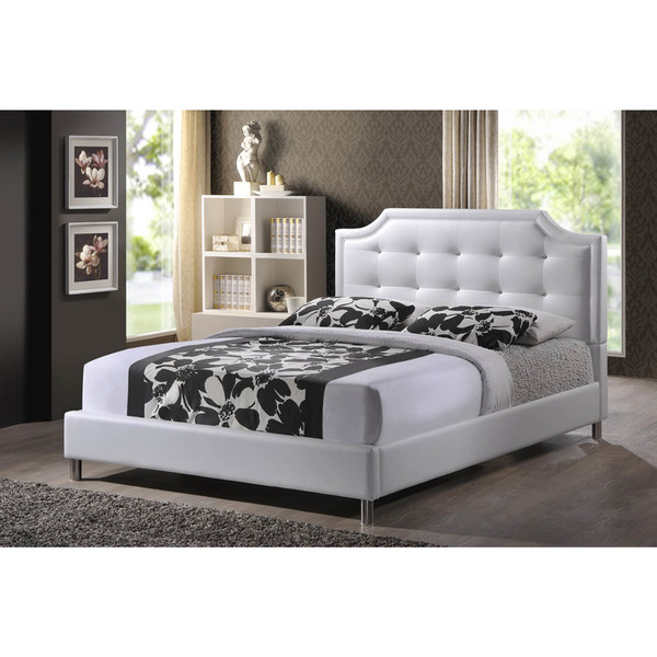 Baxton Studio Carlotta White Modern Bed with Upholstered Headboard - King Size 103-5191